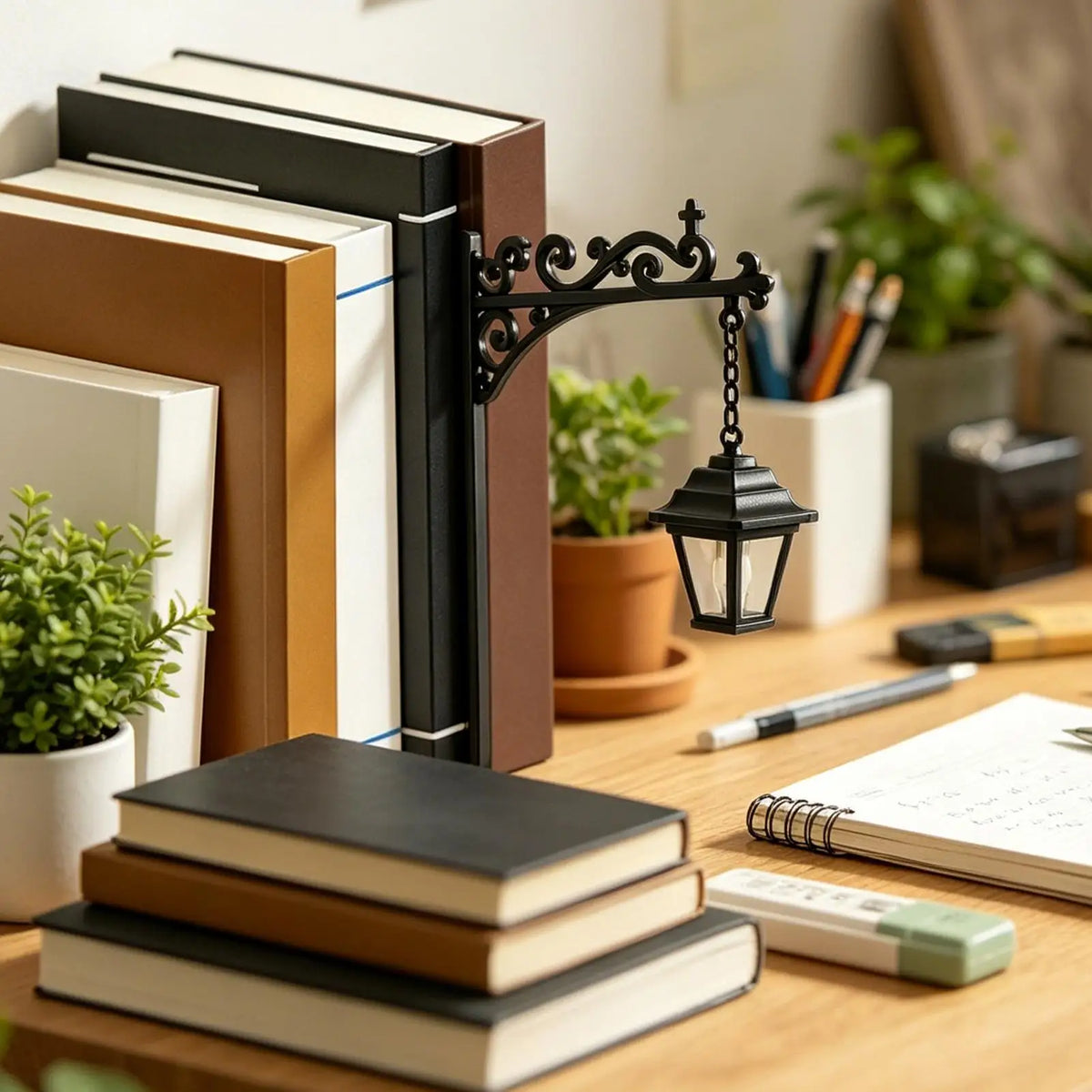 Nook & Glow Vintage Style Lantern Bookend Lamp