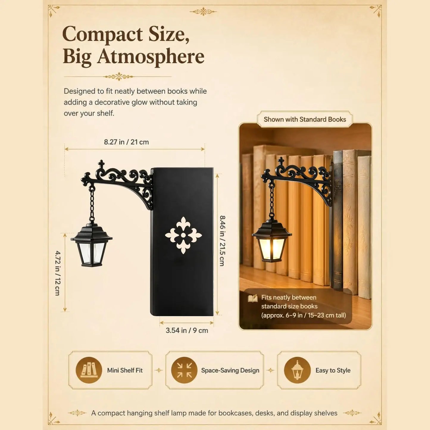 Nook & Glow Vintage Style Lantern Bookend Lamp
